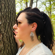 Boucles d'oreilles en labradorite étoile et plume