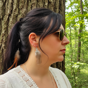 Boucles d'oreilles en labradorite étoile et plume