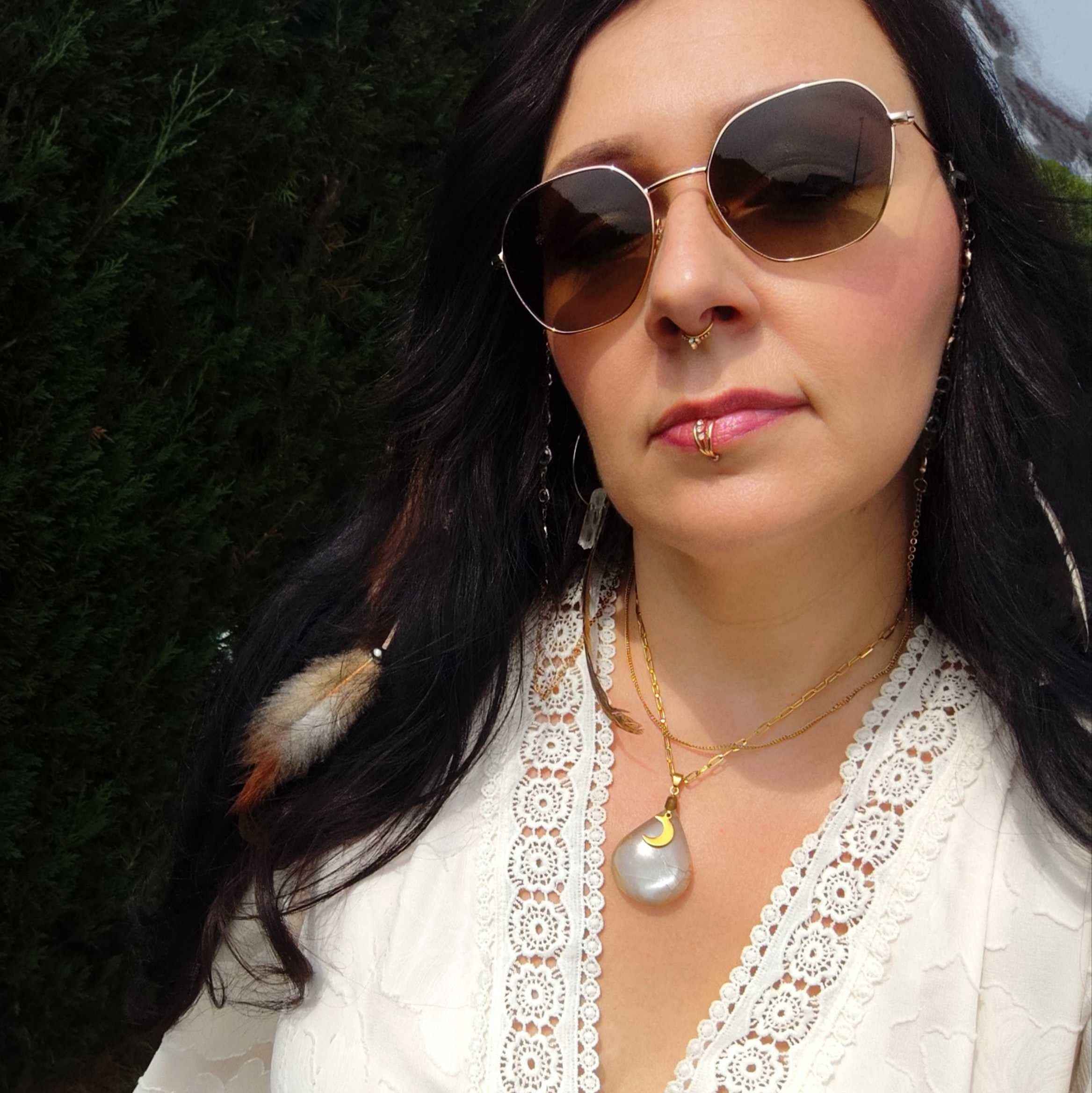 Collier Lune rousse en pierre de lune