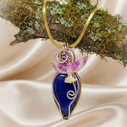 Collier doré lapis lazuli lumière du phénix