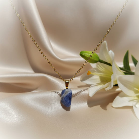 collier doré sodalite pas cher