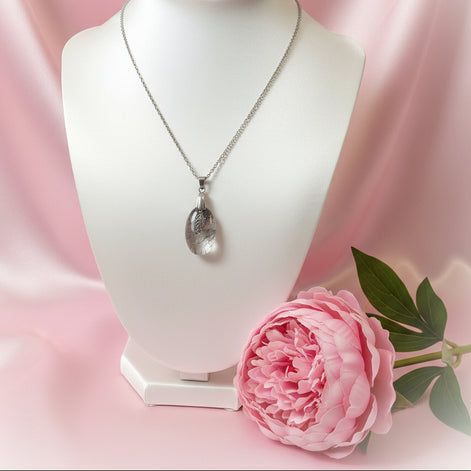 Collier en Quartz Tourmaline, doré ou argenté au choix