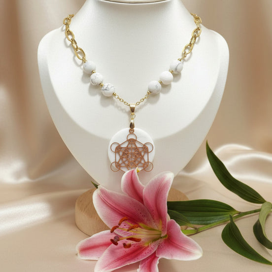 Collier doré Howlite Métatron 
