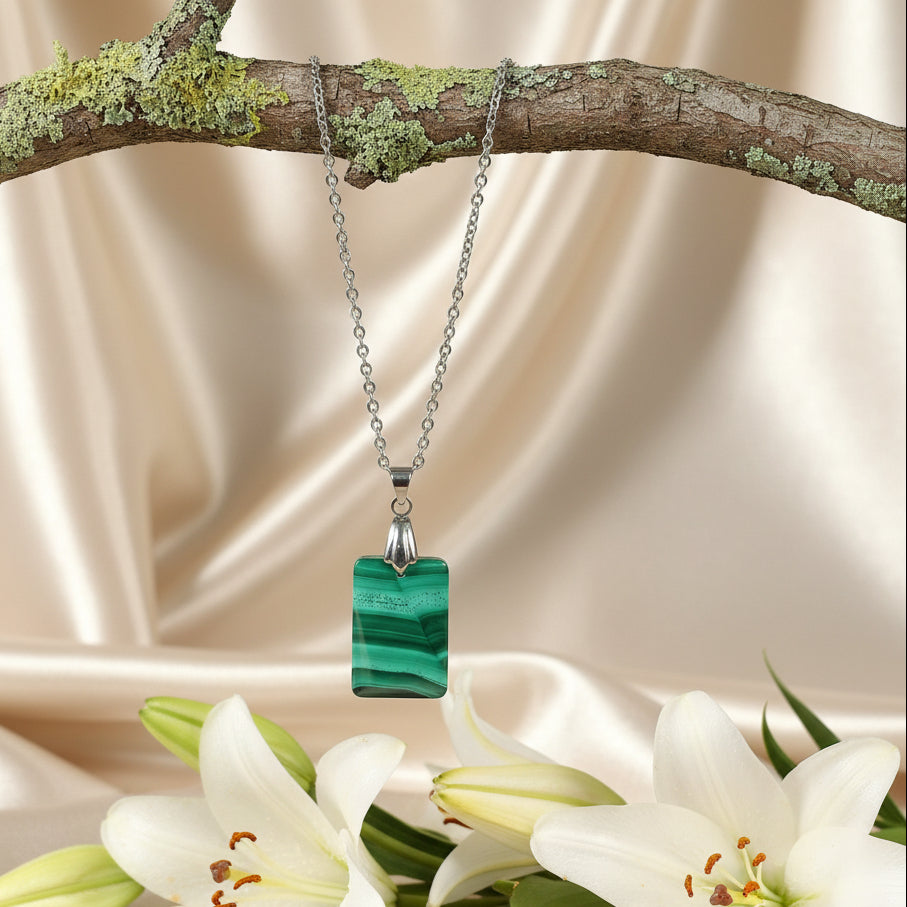 collier homme malachite