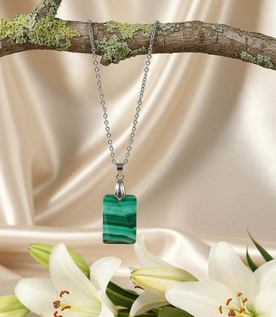 collier homme malachite