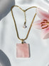collier quartz rose doré