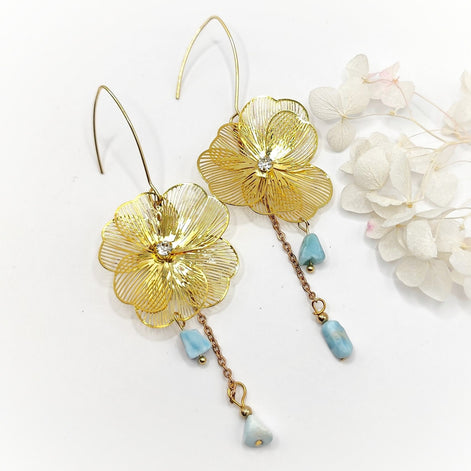 Boucles d’oreilles dorées Fleur & Larimar