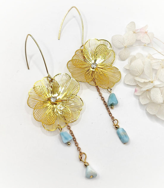 Boucles d’oreilles dorées Fleur & Larimar
