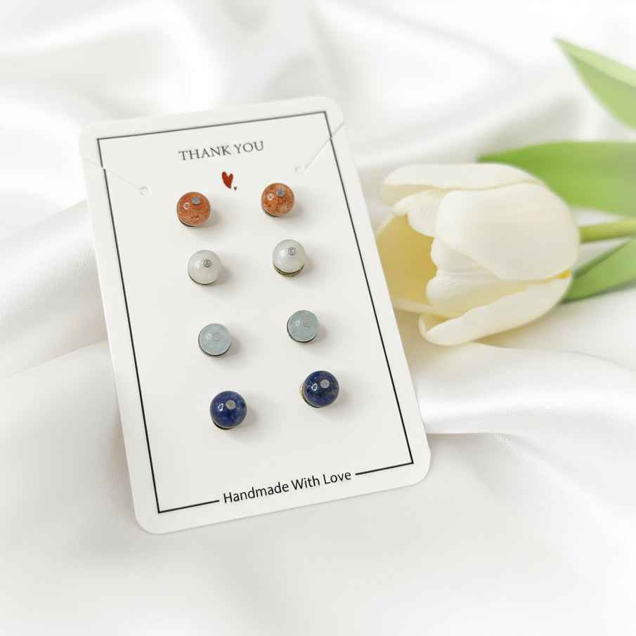 Lot de paires de Puces d oreilles en pierre naturelle au choix