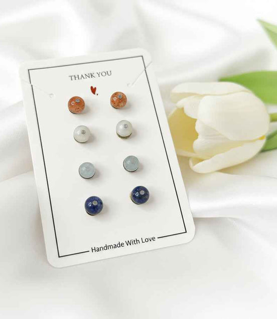 Lot de paires de Puces d oreilles en pierre naturelle au choix