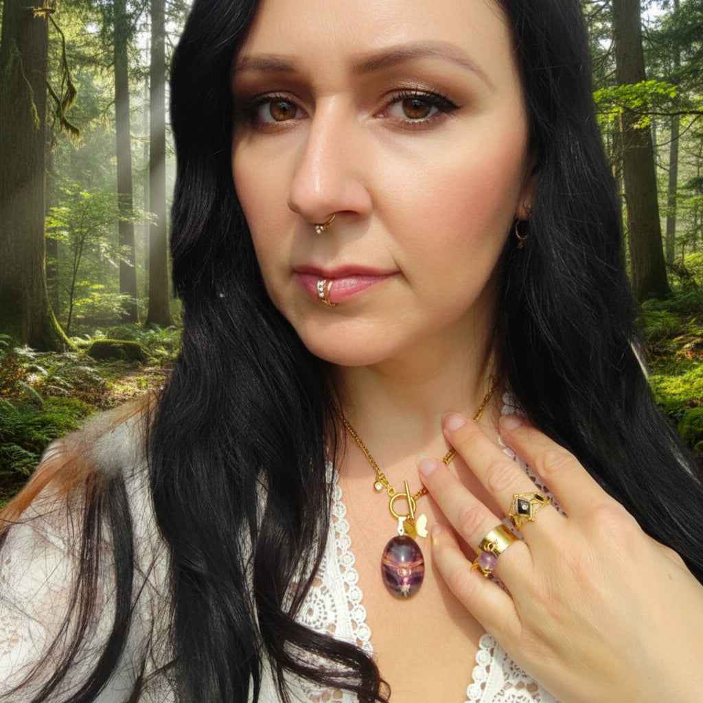 Parure Collier unalom en fluorite arc en ciel