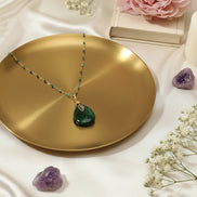 Collier doré en malachite extra et acier inoxydable