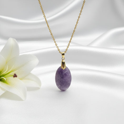 Collier, chaine et pierre de lépidolite au choix