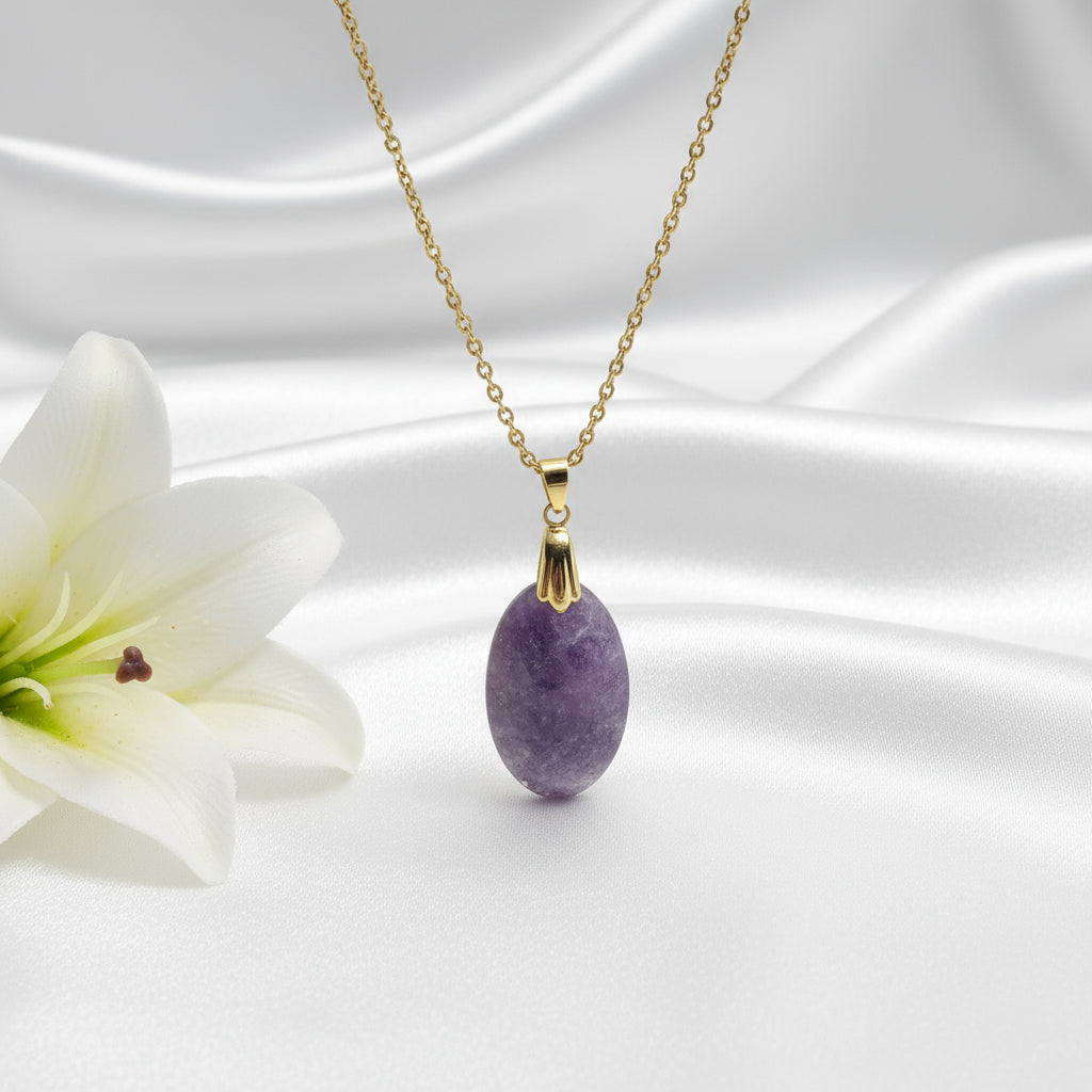 Collier, chaine et pierre de lépidolite au choix