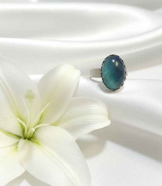 Bague en fluorite et acier inoxydable