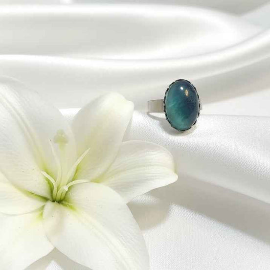 Bague en fluorite et acier inoxydable