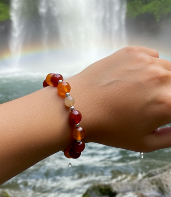 bracelet cornaline jaspe pierre de lune