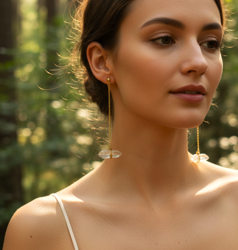 Boucles "Éclat Cristallin" pointes de quartz