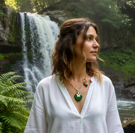 collier malachite coeur