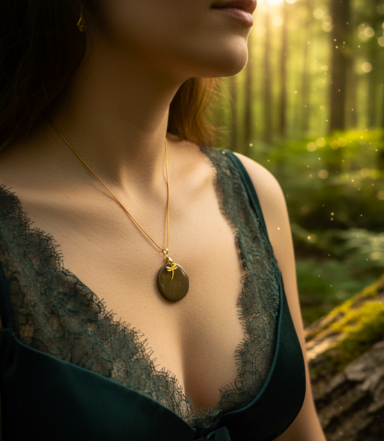 Collier doré et Jaspe brune