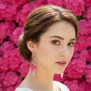 Boucles d'oreilles Ailes de fée en Rhodonite, dorée