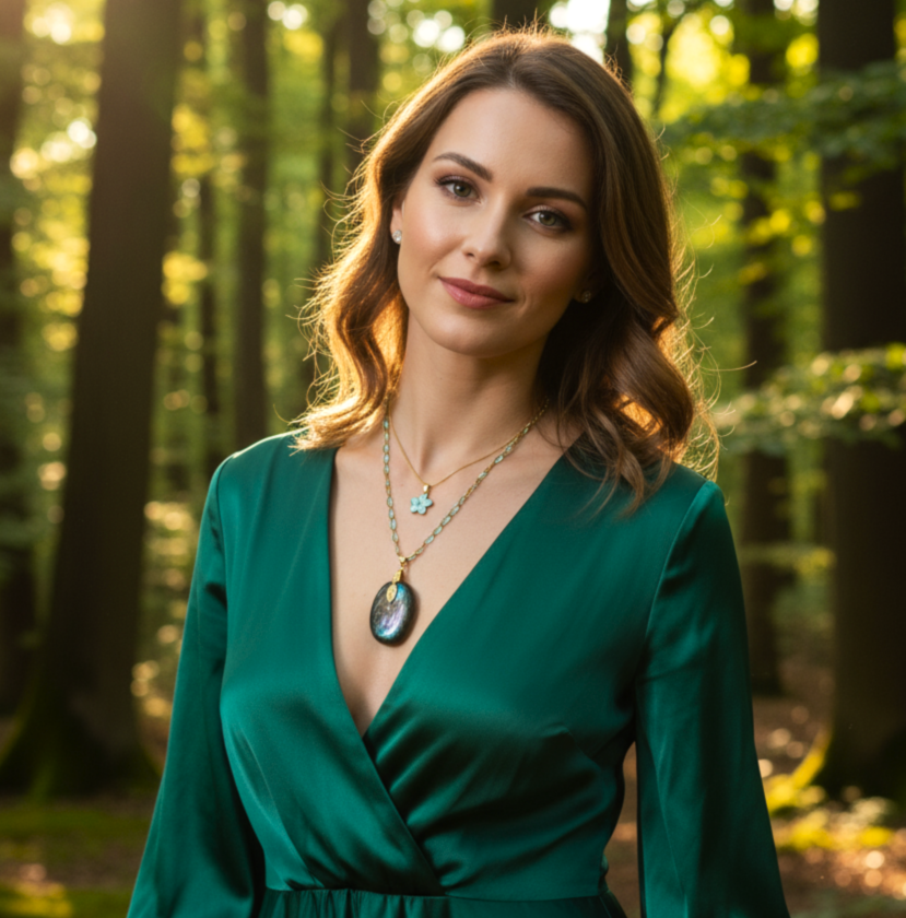 Collier Double doré turquoise et labradorite