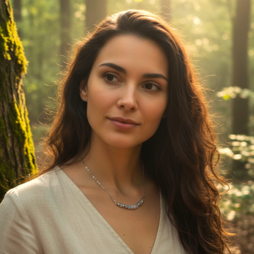 Collier et boucles d'oreilles céleste en calcédoine bleue