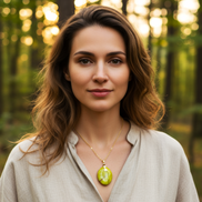 Collier doré opale verte extra, feuille, réglable