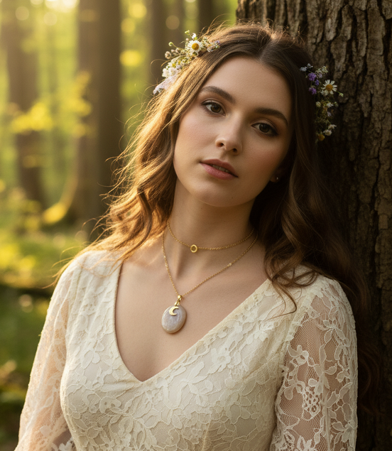 pierre de lune doré bijou