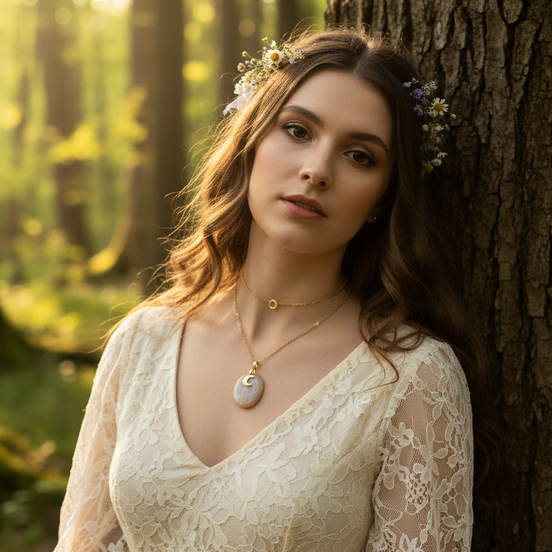 pierre de lune doré bijou