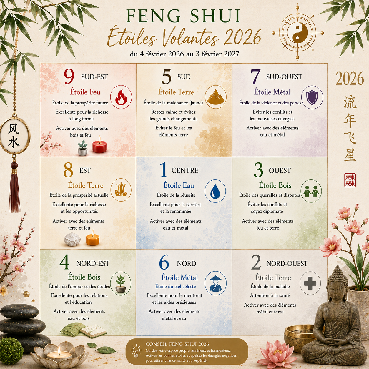 feng shui 2026 étoile volantes