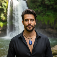 Collier en liège et lapis lazuli