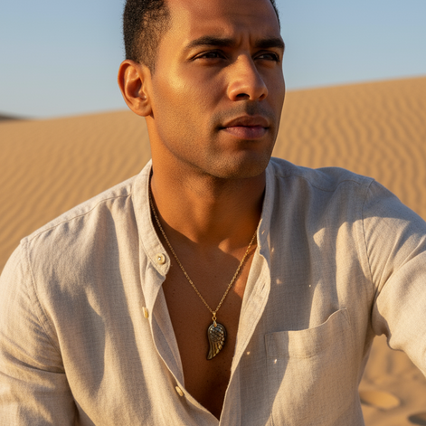 collier homme pyrite