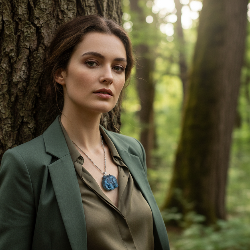 collier éléphant en pierre