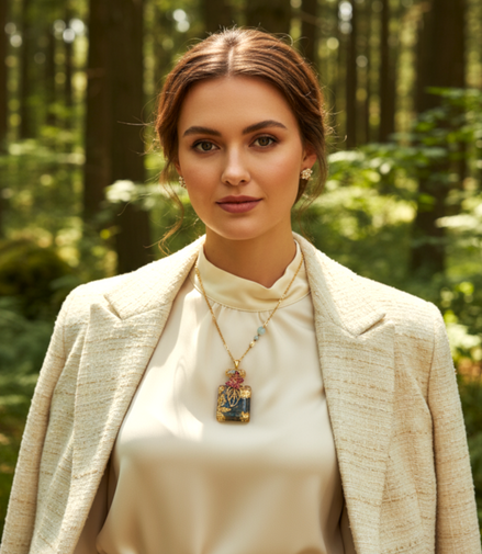 Collier doré en labradorite, flacon orgonite