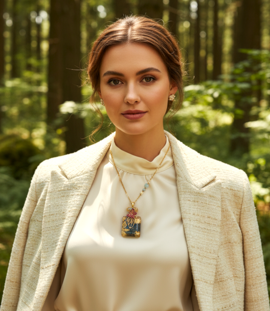 Collier doré en labradorite, flacon orgonite