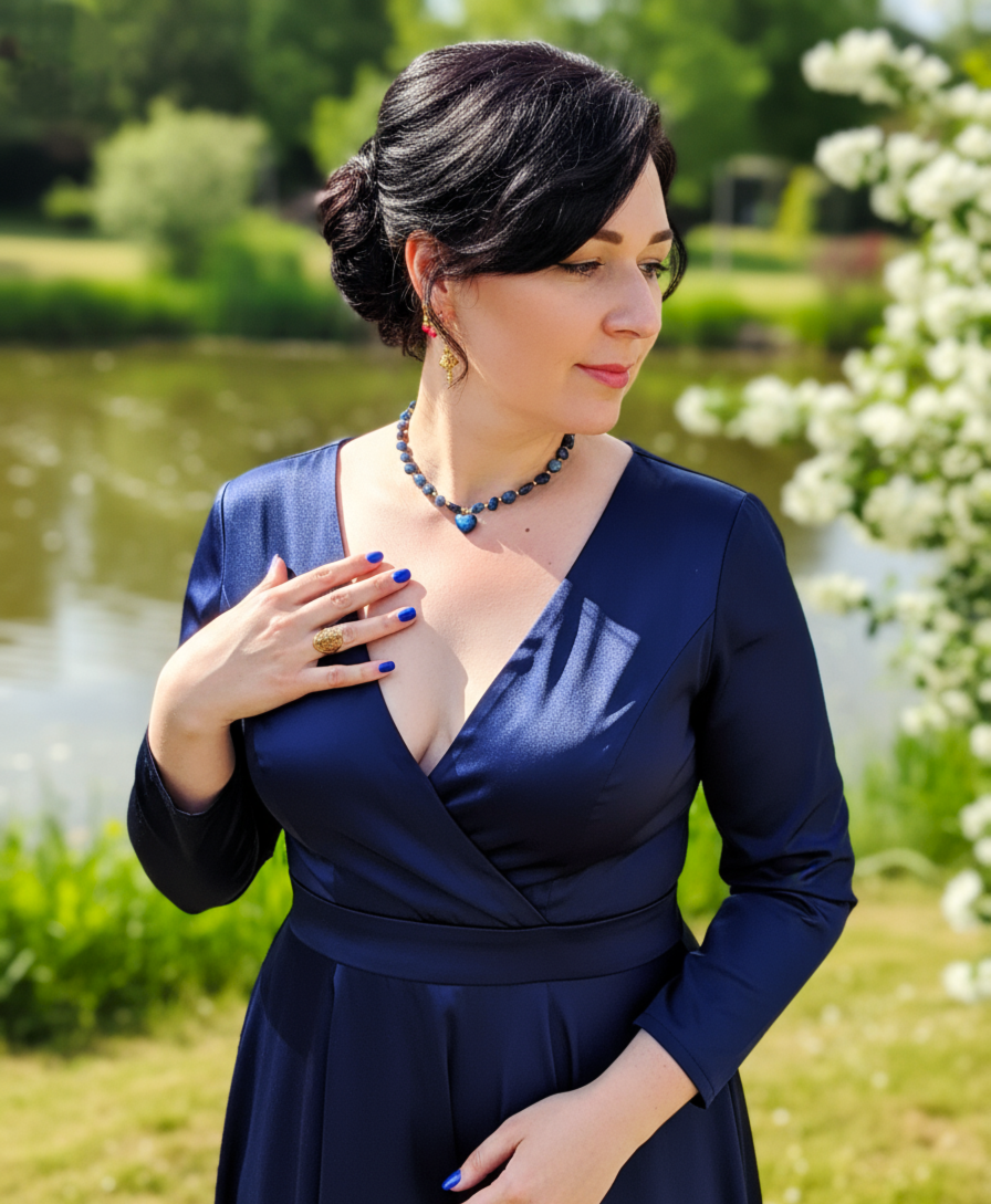 Tour de cou collier doré en cyanite coeur, réglable