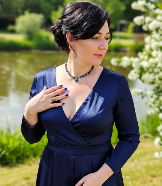 Tour de cou collier doré en cyanite coeur, réglable