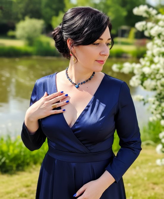 Tour de cou collier doré en cyanite coeur, réglable