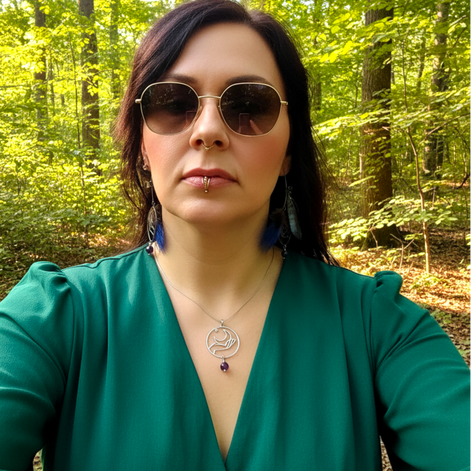 Collier "intuition lunaire" améthyste et plume de paon