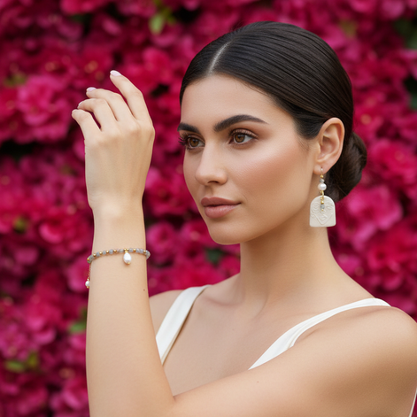 Parure bracelet et boucles d'oreilles - Format carré