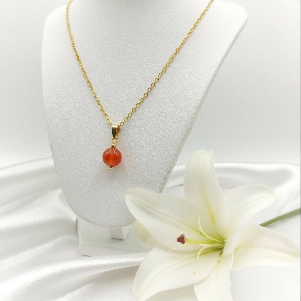 Collier et sa Perle de pierre cornaline