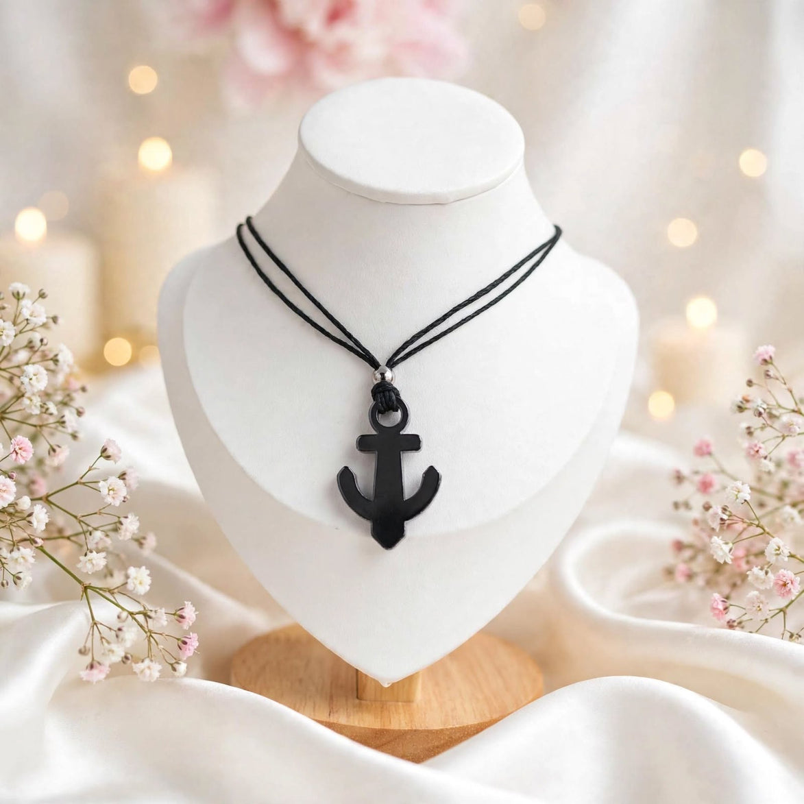 collier encre chanvre hématite