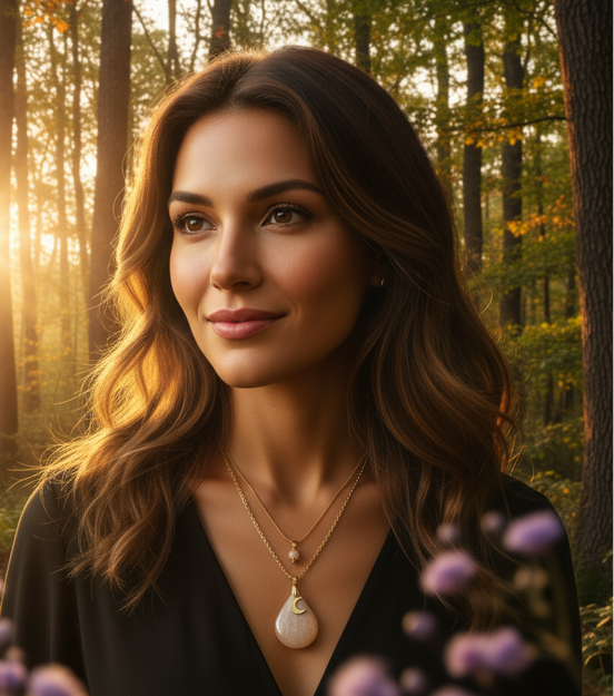 Double Collier doré en pierre de lune