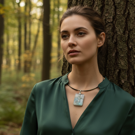 bijou argenté en pierre de lune