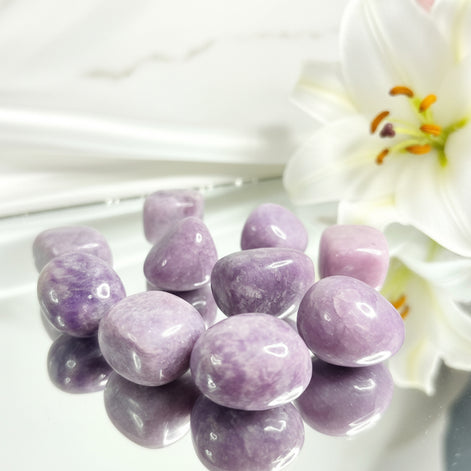 Pierre de lépidolite, galet, oeuf, bloc et roulées au choix - Secret de Cristaux