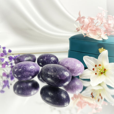 Pierre de lépidolite, galet, oeuf, bloc et roulées au choix - Secret de Cristaux