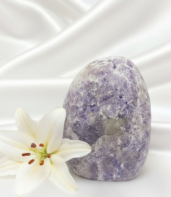 Pierre de lépidolite, galet, oeuf, bloc et roulées au choix - Secret de Cristaux