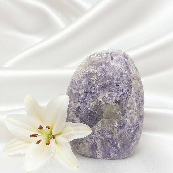 Pierre de lépidolite, galet, oeuf, bloc et roulées au choix - Secret de Cristaux