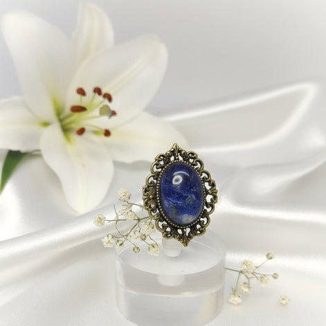 Bague en sodalite et en laiton - Secret de Cristaux